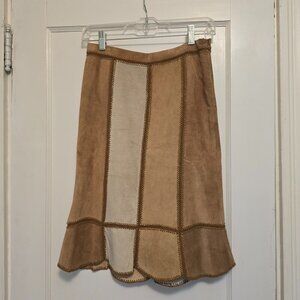 Express genuine leather suede panel skirt, size 1/2